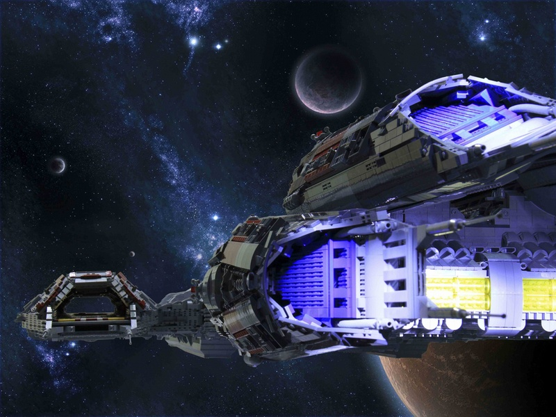 Illustration for article titled This Incredible Battlestar LEGO Model is Ten Feet Long